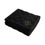 Checkered Sherpa Blanket in Recycled PET - Black - Embroidery