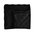 Checkered Sherpa Blanket in Recycled PET - Black - Folded