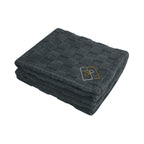 Checkered Sherpa Blanket in Recycled PET - Charcoal - Embroidery