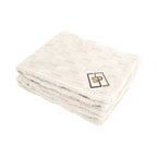 Checkered Sherpa Blanket in Recycled PET - Cream - Embroidery