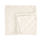 Checkered Sherpa Blanket in Recycled PET - Cream - Folded