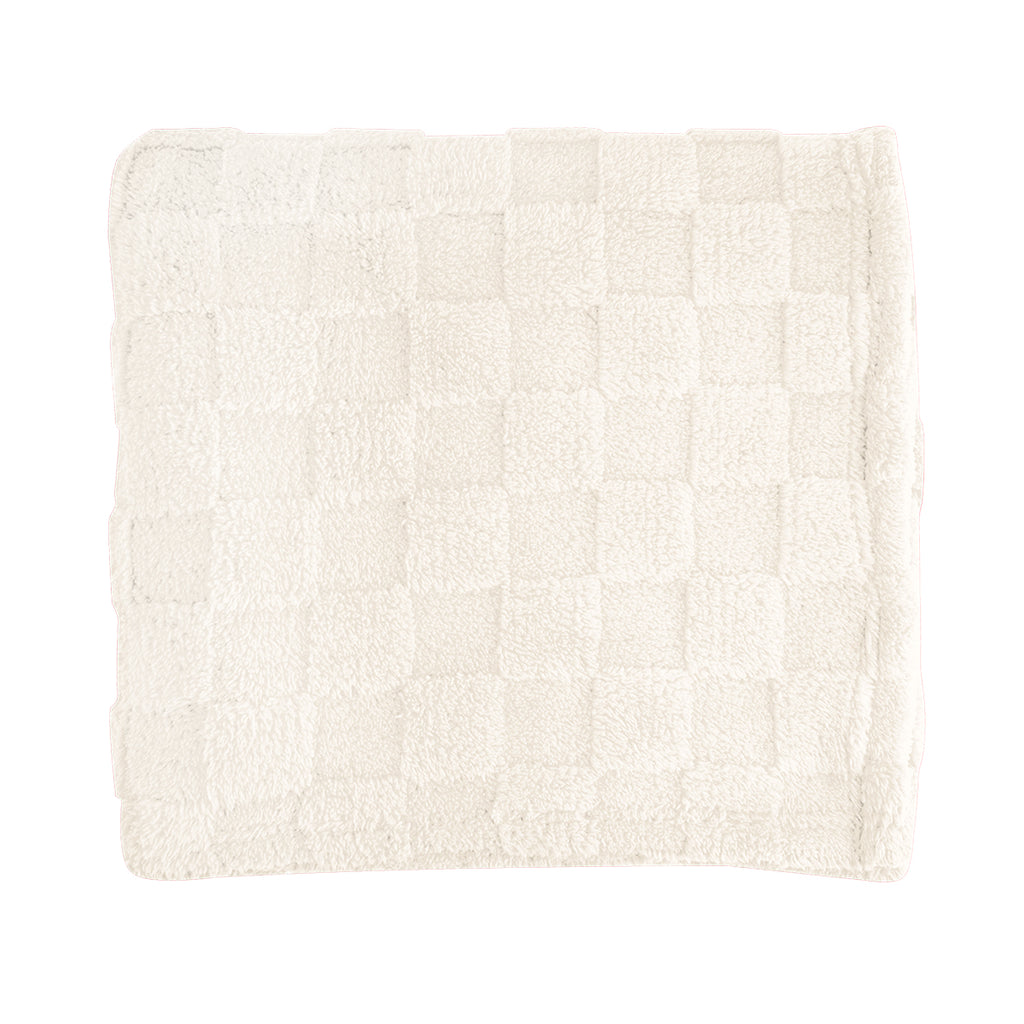 Checkered Sherpa Blanket in Recycled PET - Cream - Front