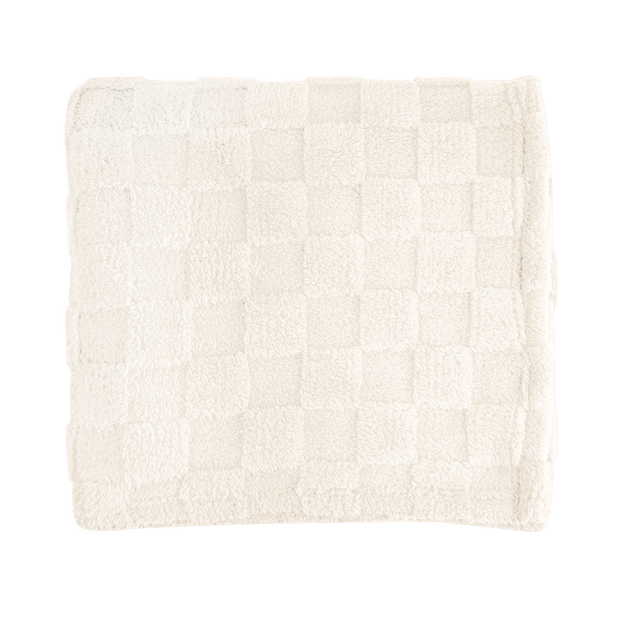 Checkered Sherpa Blanket in Recycled PET - Cream - Front