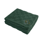 Checkered Sherpa Blanket in Recycled PET - Forest Green - Embroidery