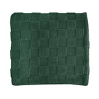 Checkered Sherpa Blanket in Recycled PET - Forest Green - Front