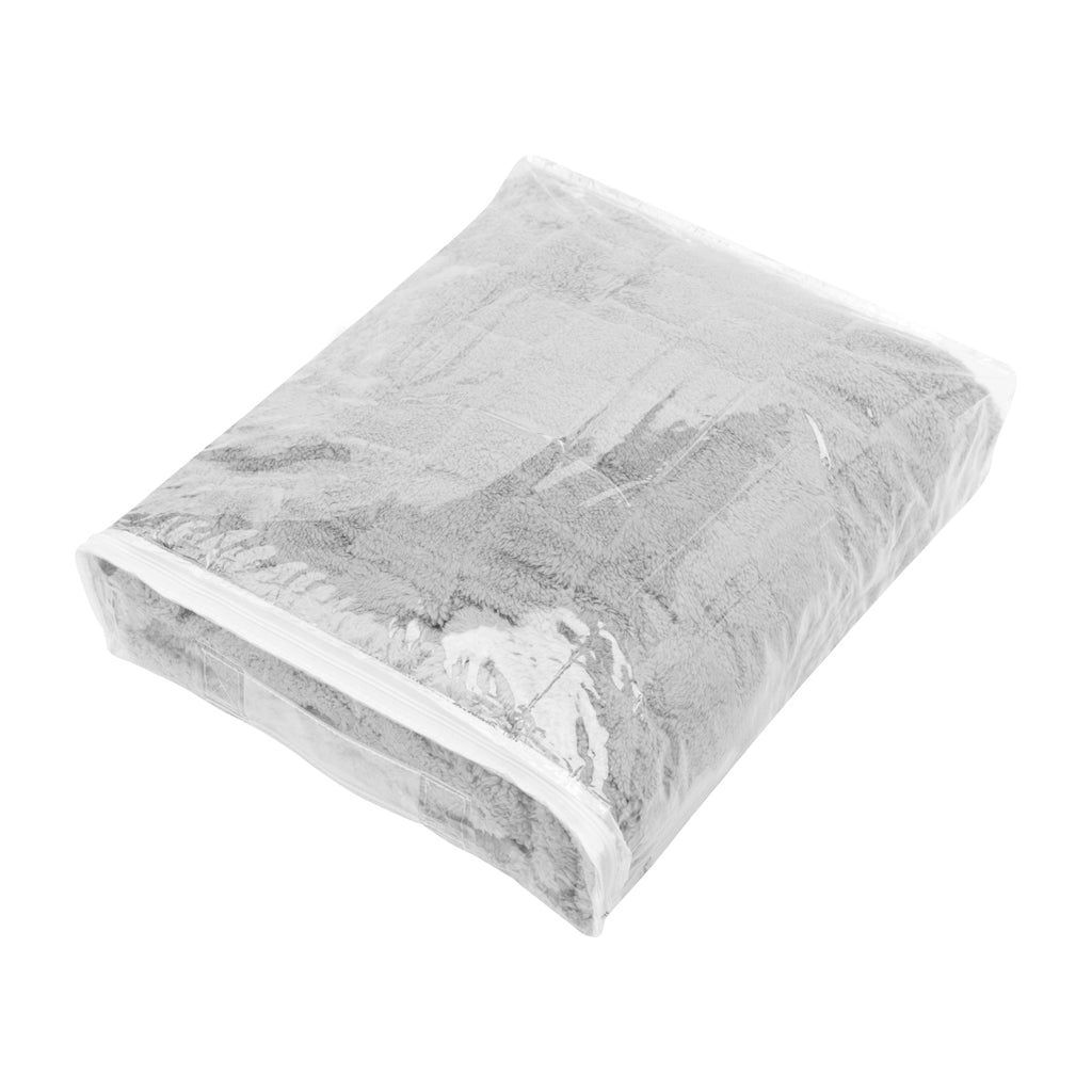 Checkered Sherpa Blanket in Recycled PET - Gray - Bag