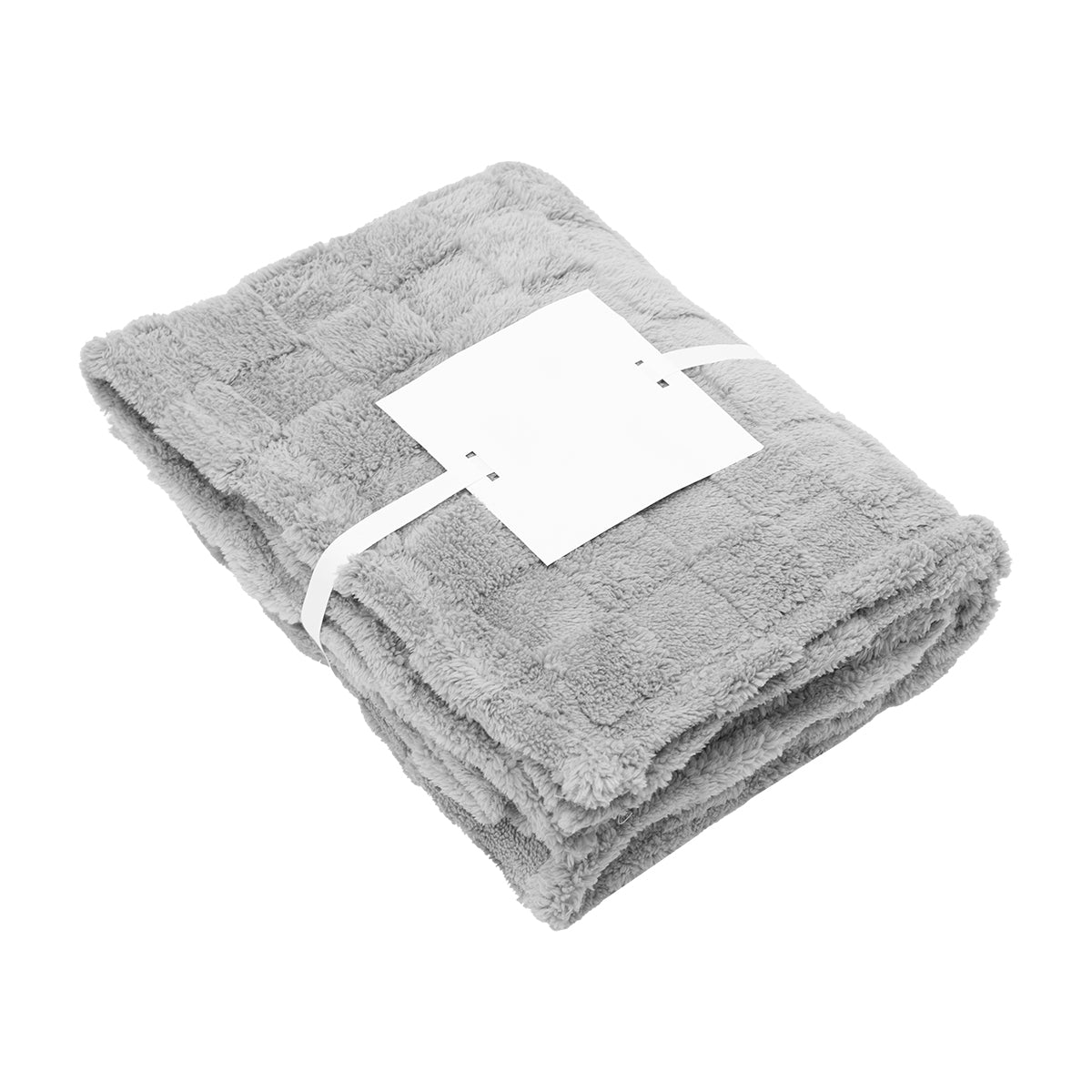 Checkered Sherpa Blanket in Recycled PET - Gray - Card_Blank