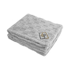Checkered Sherpa Blanket in Recycled PET - Gray - Embroidery