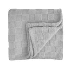Checkered Sherpa Blanket in Recycled PET - Gray - Folded