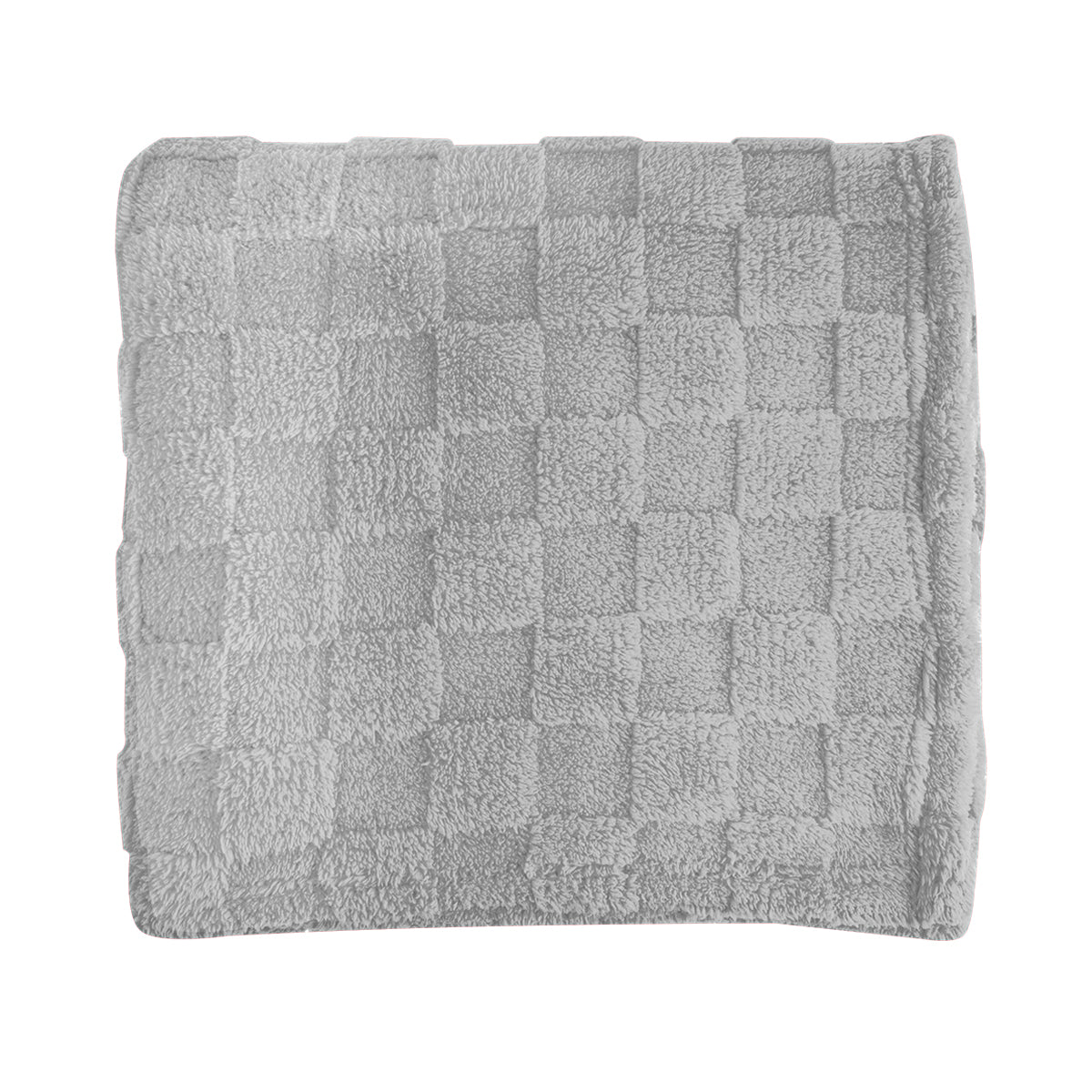 Checkered Sherpa Blanket in Recycled PET - Gray - Front