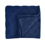 Checkered Sherpa Blanket in Recycled PET - Navy - Folded