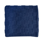 Checkered Sherpa Blanket in Recycled PET - Navy - Front