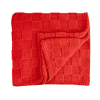 Checkered Sherpa Blanket in Recycled PET - Red - Folded