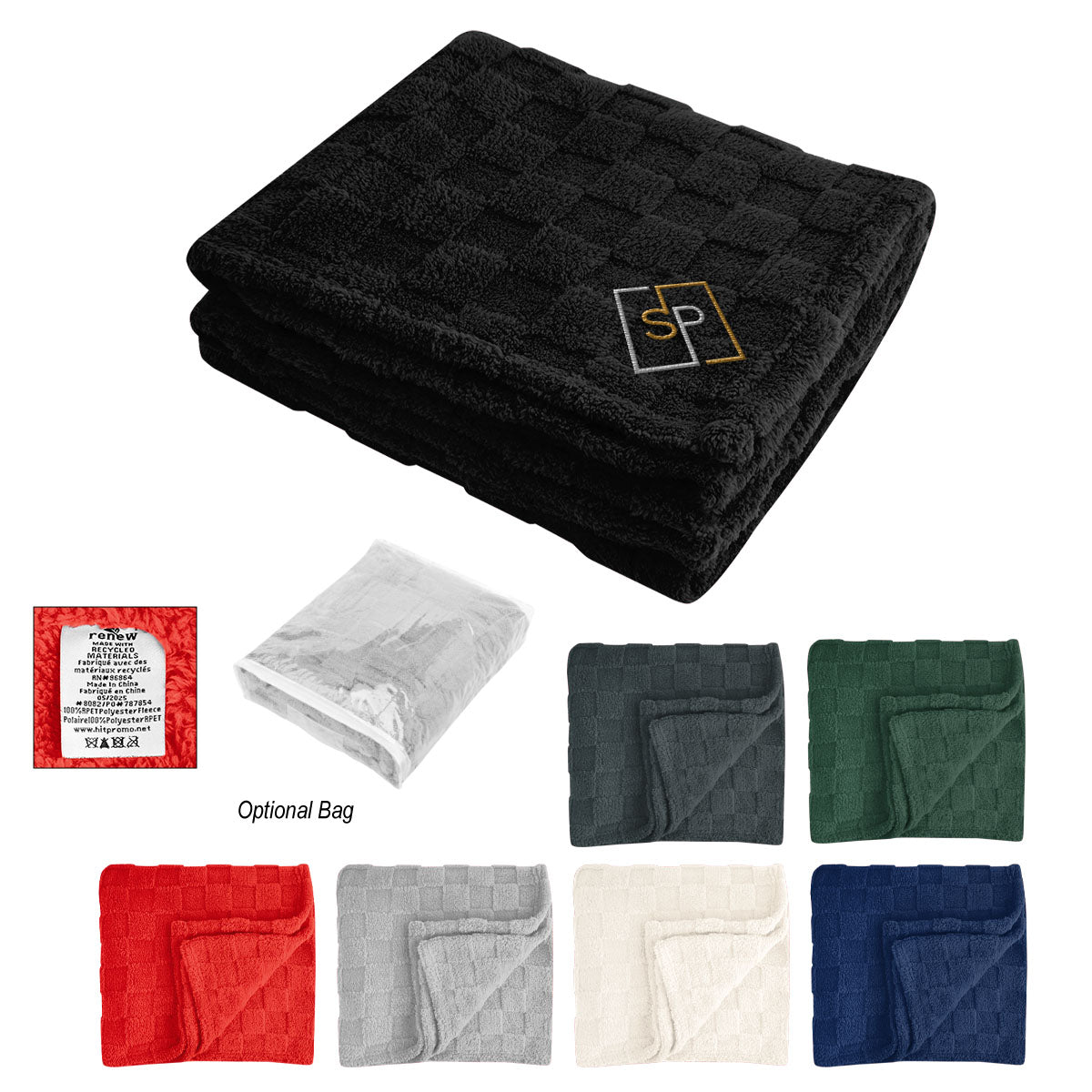 Checkered Sherpa Blanket in Recycled PET