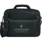 CheckMate TSA Computer Briefcase for 15 Inch Laptops Embroidery - Black - Front 2