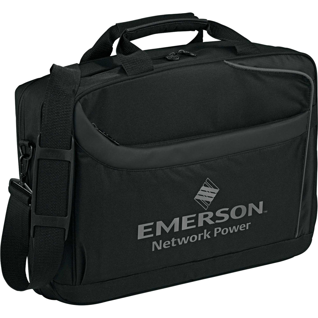 CheckMate TSA Computer Briefcase for 15 Inch Laptops Embroidery - Black - Photo