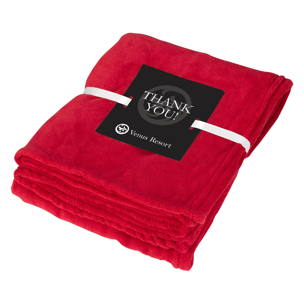 Chenille Blanket in Recycled PET - Red - Optional_BLANKETCARD_4CP