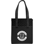Chevron Pattern Non-Woven Shopper Tote Full Color - Black - Front