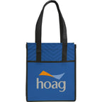 Chevron Pattern Non-Woven Shopper Tote Full Color - Royal - Front