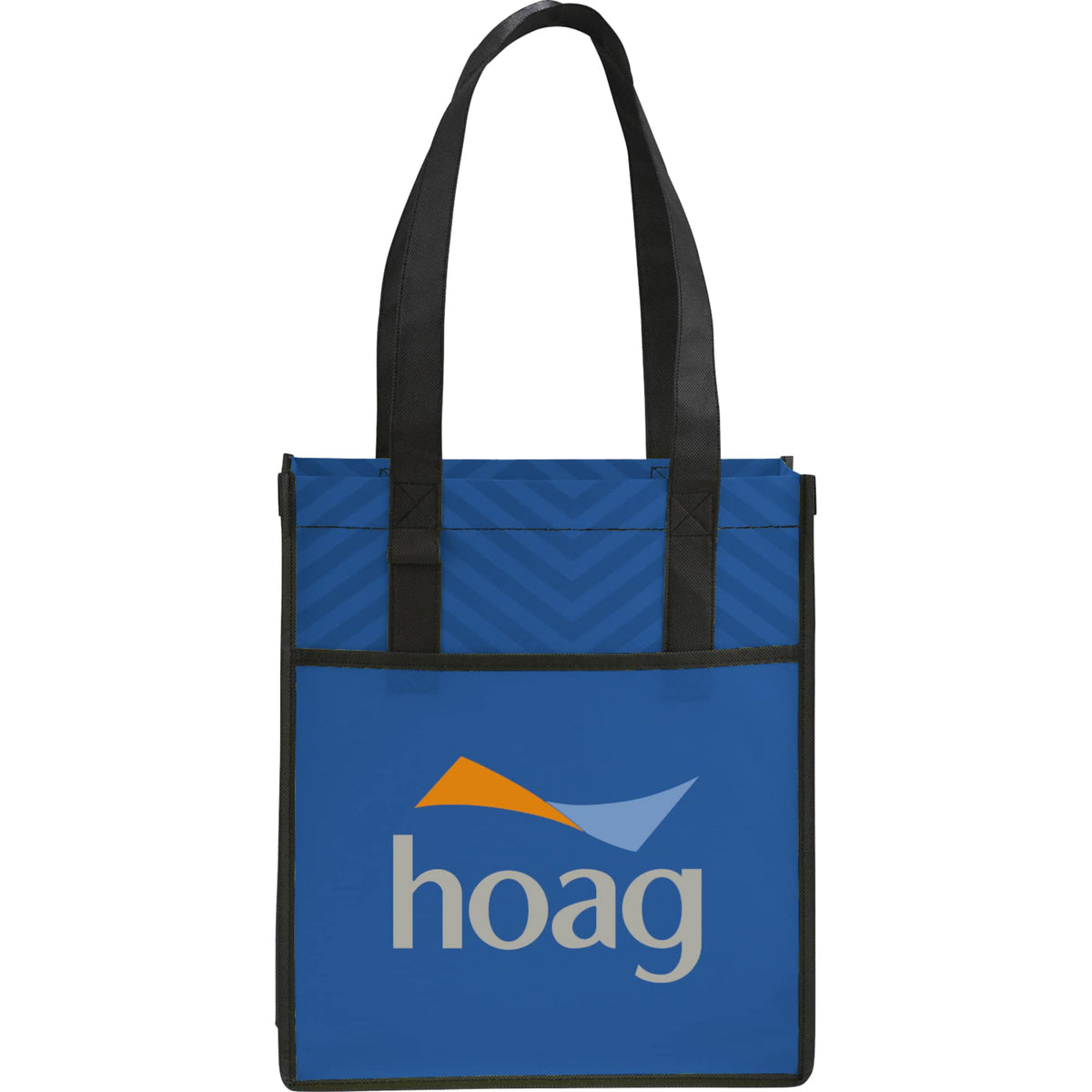 Chevron Pattern Non-Woven Shopper Tote Full Color - Royal - Front