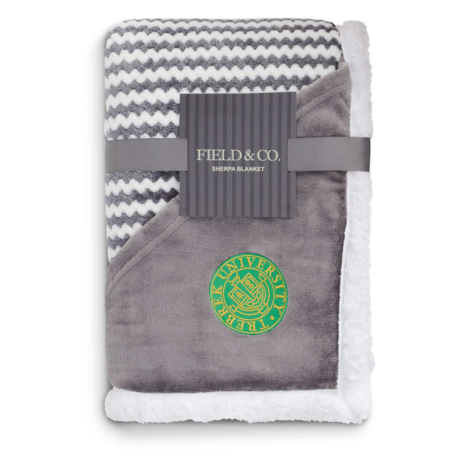 Chevron Striped Sherpa Blanket, 50 x 60 Inches Embroidery