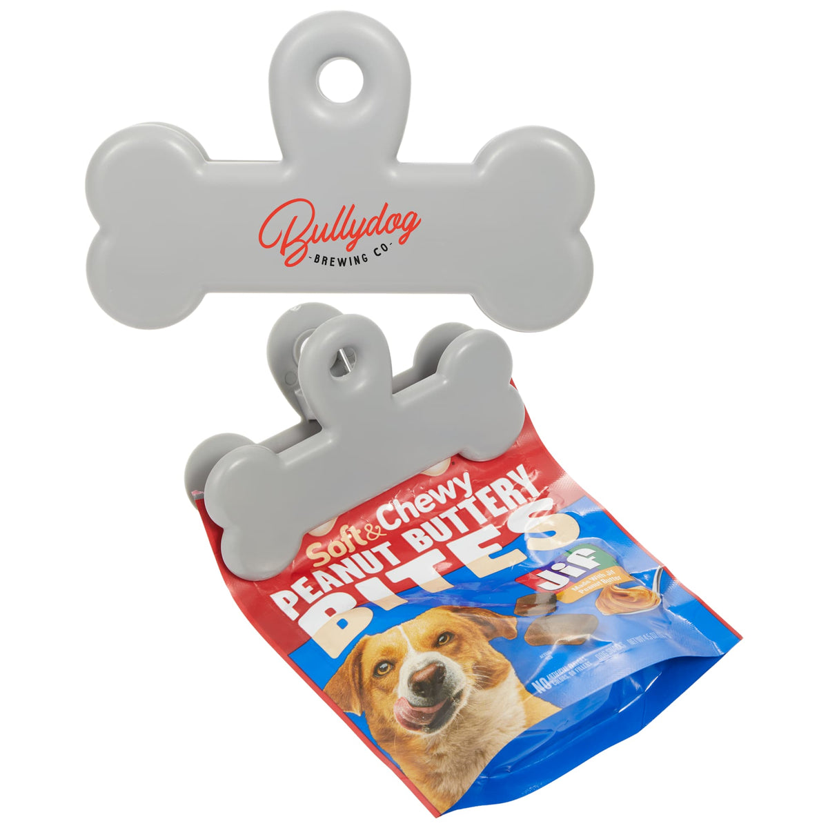 ChowTime Dog Bone Pet Food Bag Clip - Gray - Front Default