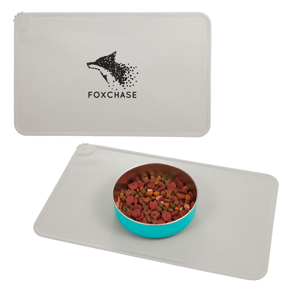 ChowTime Non-Slip Pet Feeding Mat, 11 x 19 Inches Transfer - Gray - Front Default