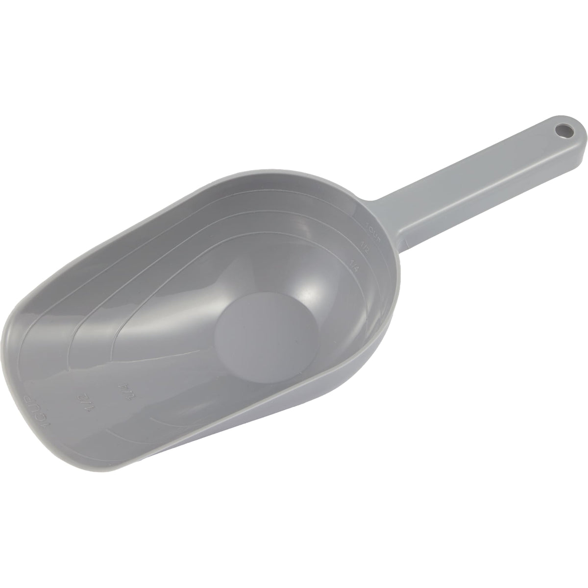 ChowTime Pet Food Scoop with Measuring Marks - Gray - Right Angle