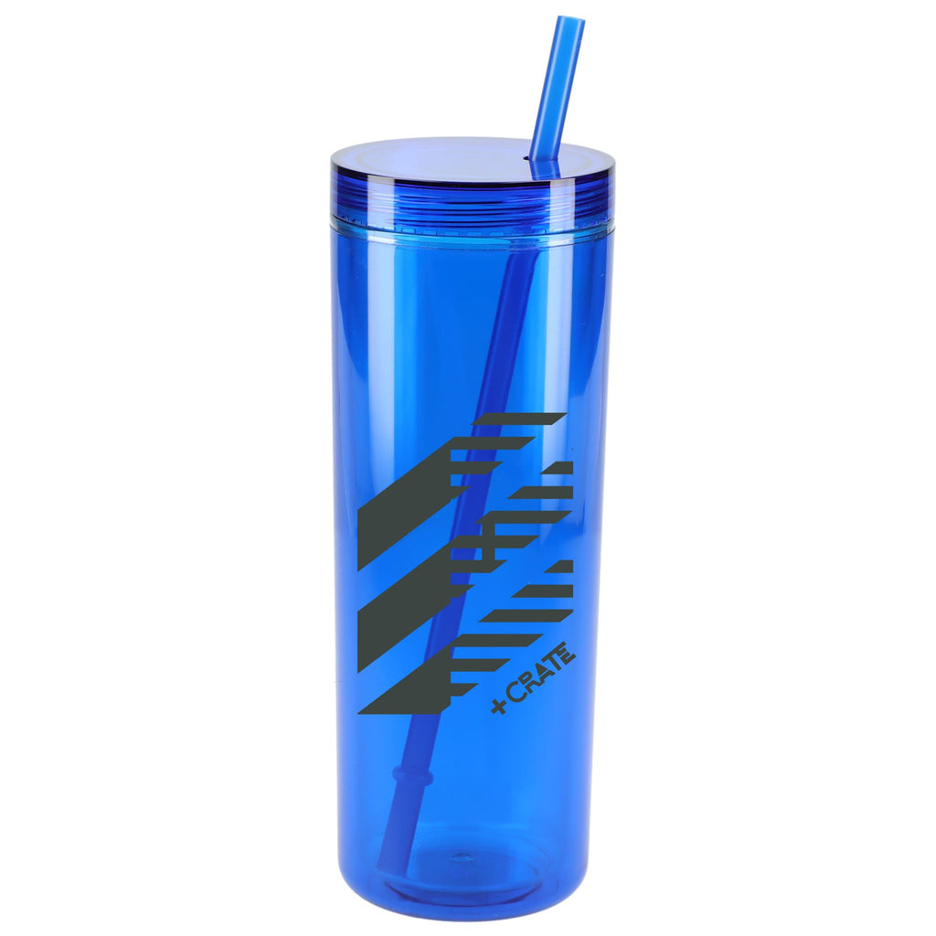 Chroma Skinny Tumbler in Recycled Acrylic, 16 oz - Blue - Front 2