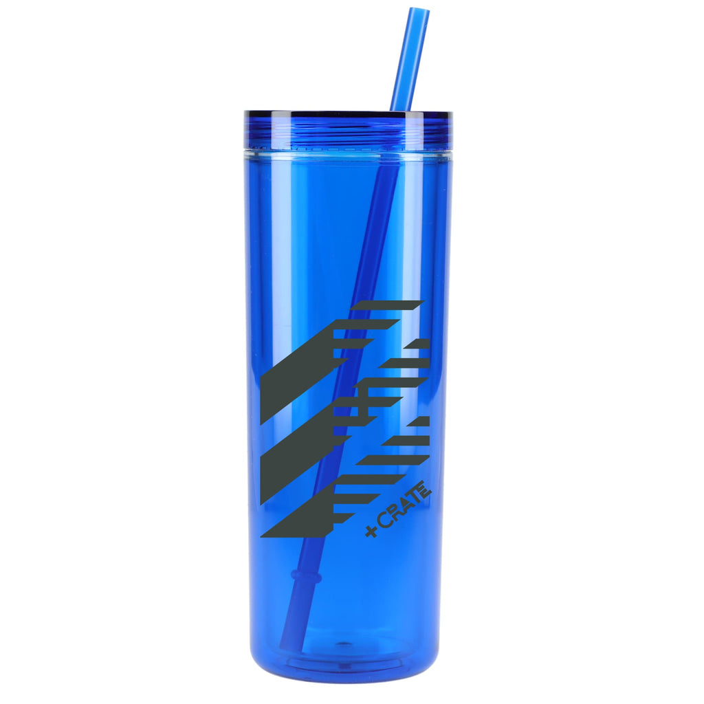 Chroma Skinny Tumbler in Recycled Acrylic, 16 oz - Blue - Front