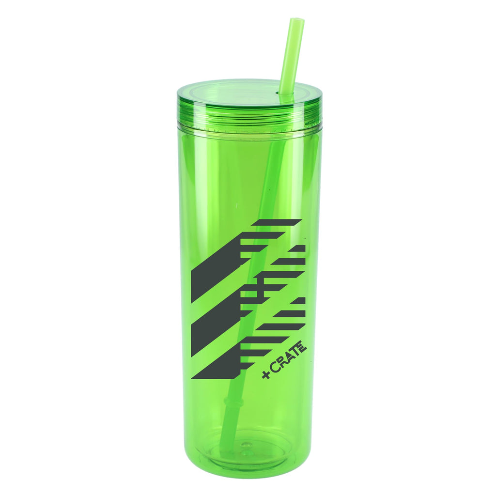Chroma Skinny Tumbler in Recycled Acrylic, 16 oz - Lime - Front 2