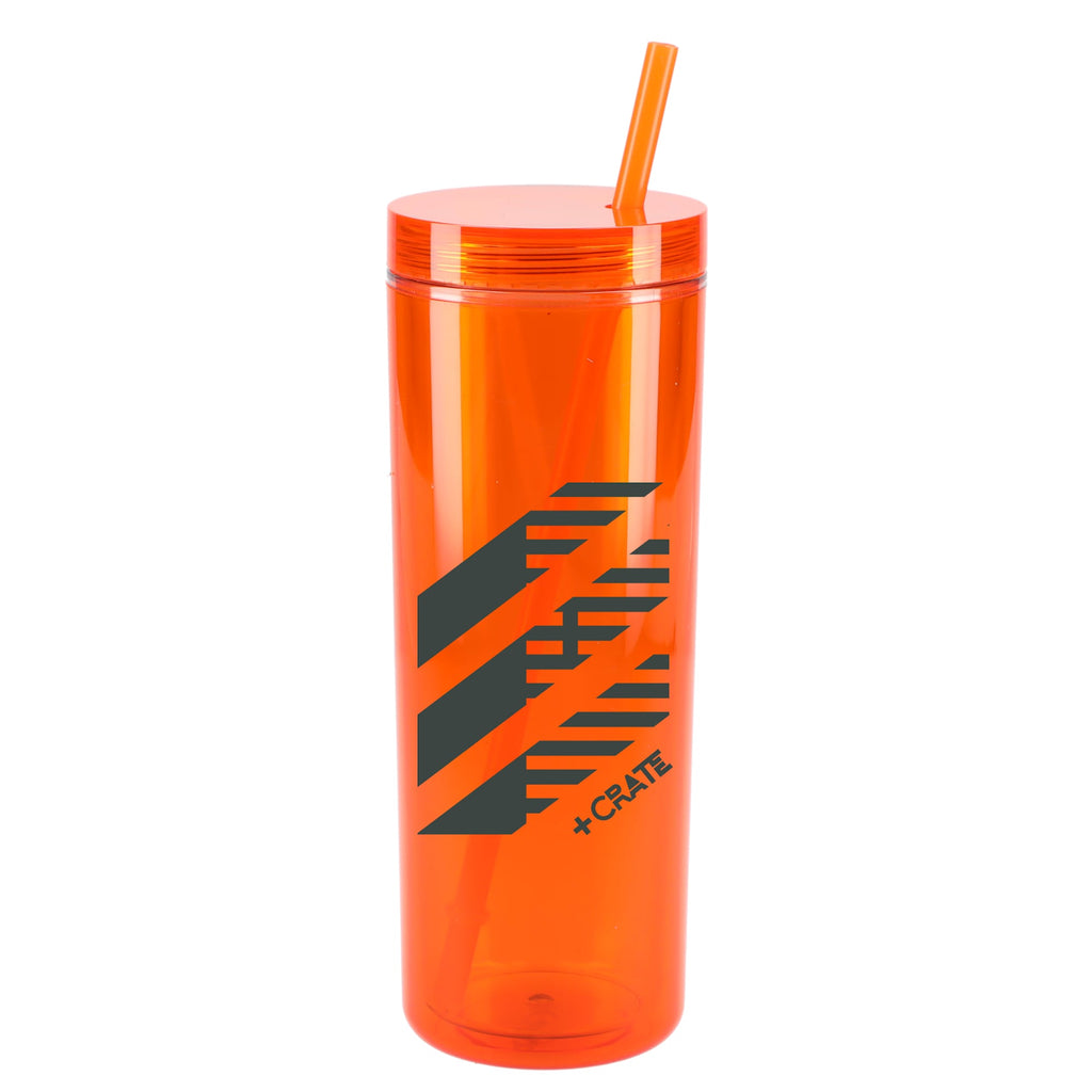 Chroma Skinny Tumbler in Recycled Acrylic, 16 oz - Orange - Front 2