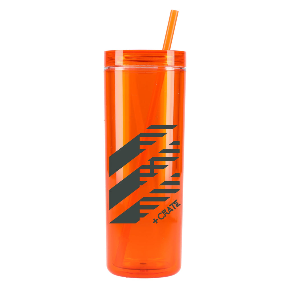 Chroma Skinny Tumbler in Recycled Acrylic, 16 oz - Orange - Front