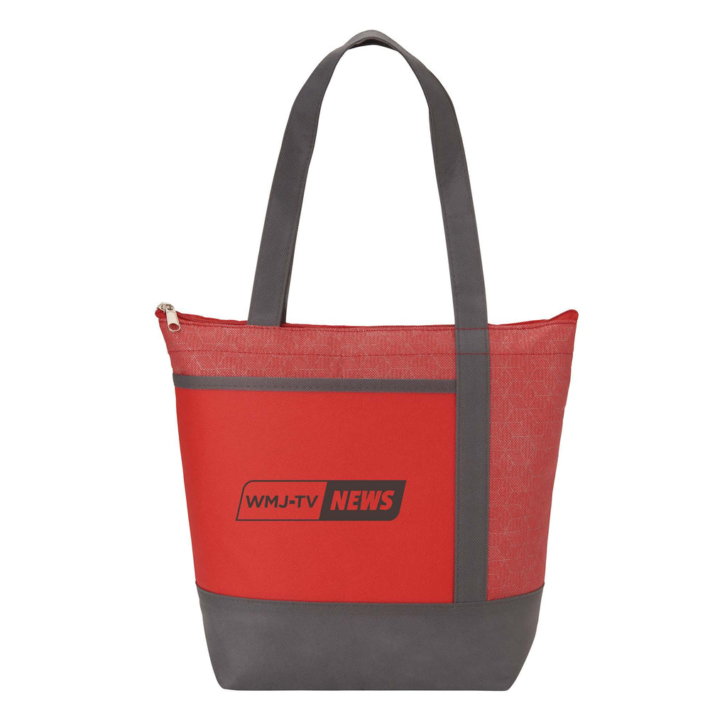 Chrome Non-Woven Lunch Cooler for 9 Cans Full Color - Red - Front