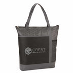 Chrome Zippered Convention Tote with Mesh Bottle Pocket - Black - Right Angle 2