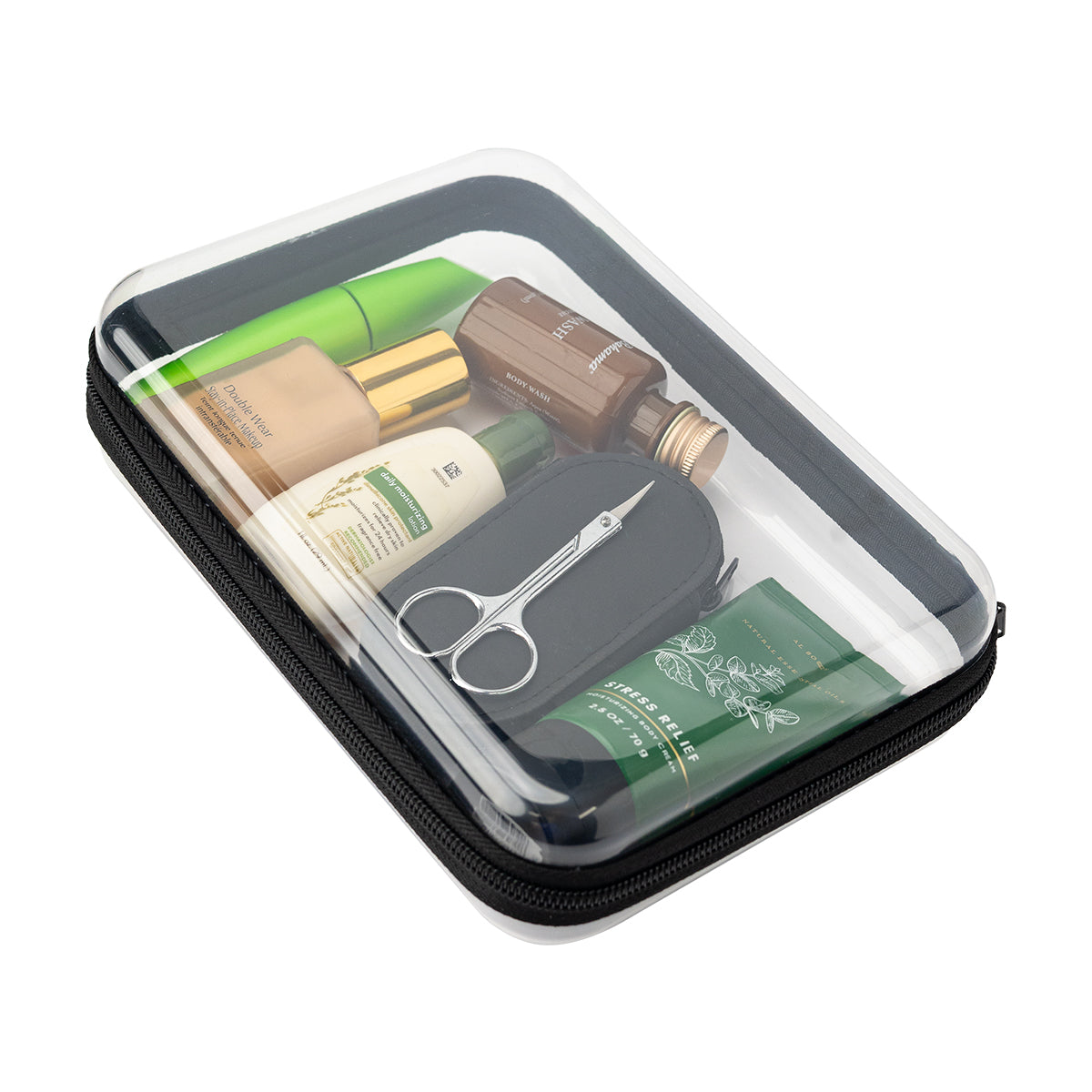 Claire Hard Case with Zip - Clear with Black - Inuse