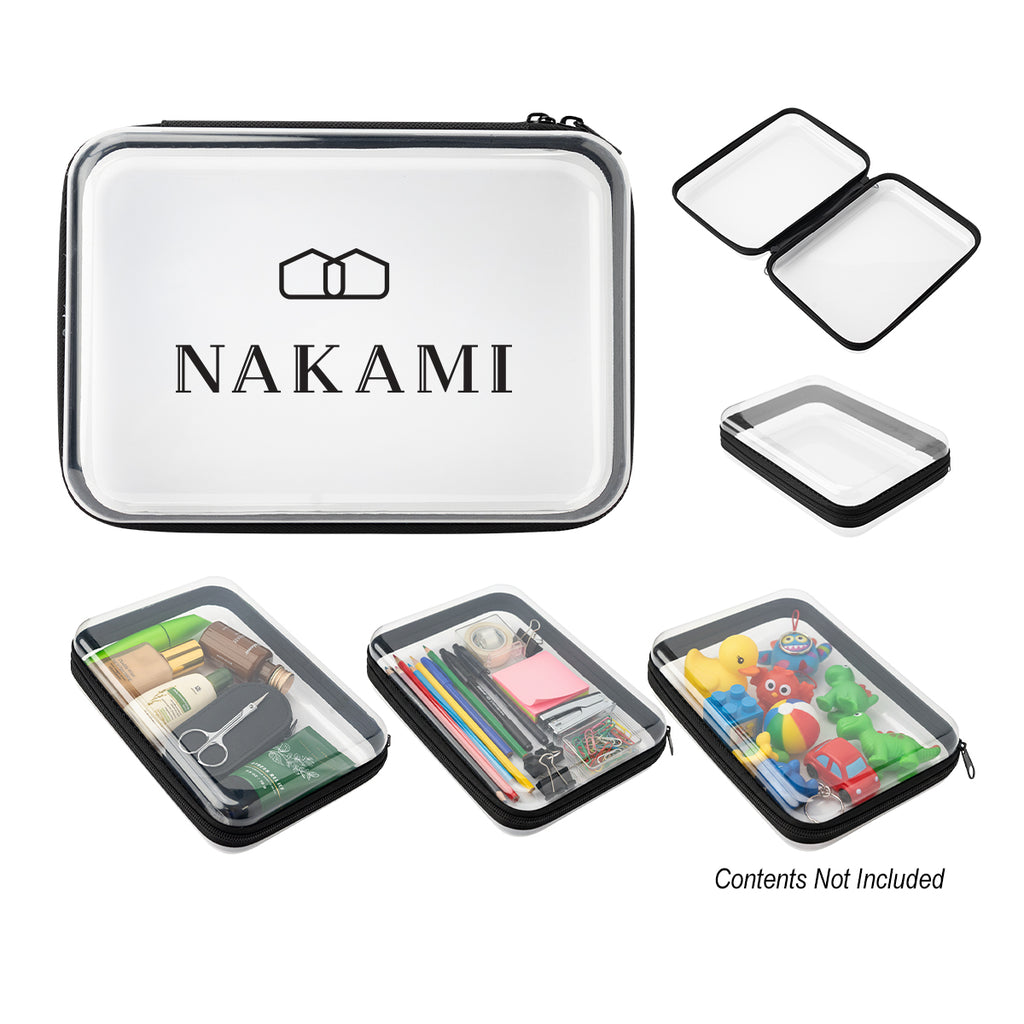 Claire Hard Case with Zip - Clear with Black - Silk Screen