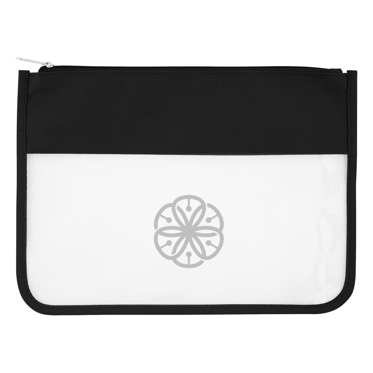 Clarice Toiletry Bag in EVA - Clear with Black - Silk Screen