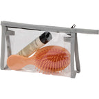 Claro Clear Toiletry Bag with Accent Trim - Gray - Left Angle Propped