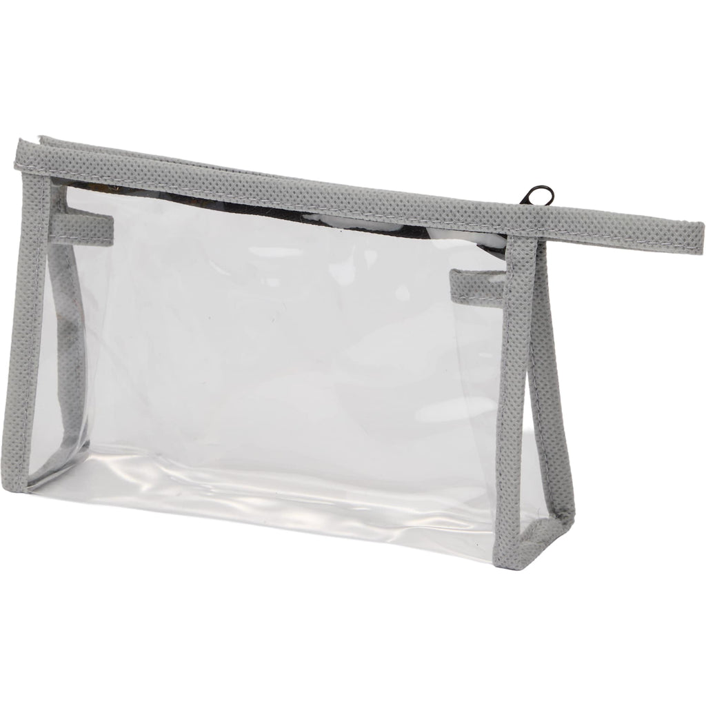 Claro Clear Toiletry Bag with Accent Trim - Gray - Left Angle