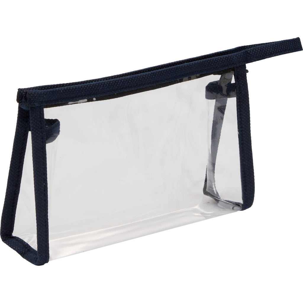 Claro Clear Toiletry Bag with Accent Trim - Navy - Right Angle