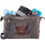 Classic Cotton Canvas Duffel Bag with Clip Down Sides, 20 Inches Debossing - Gray - Front 2