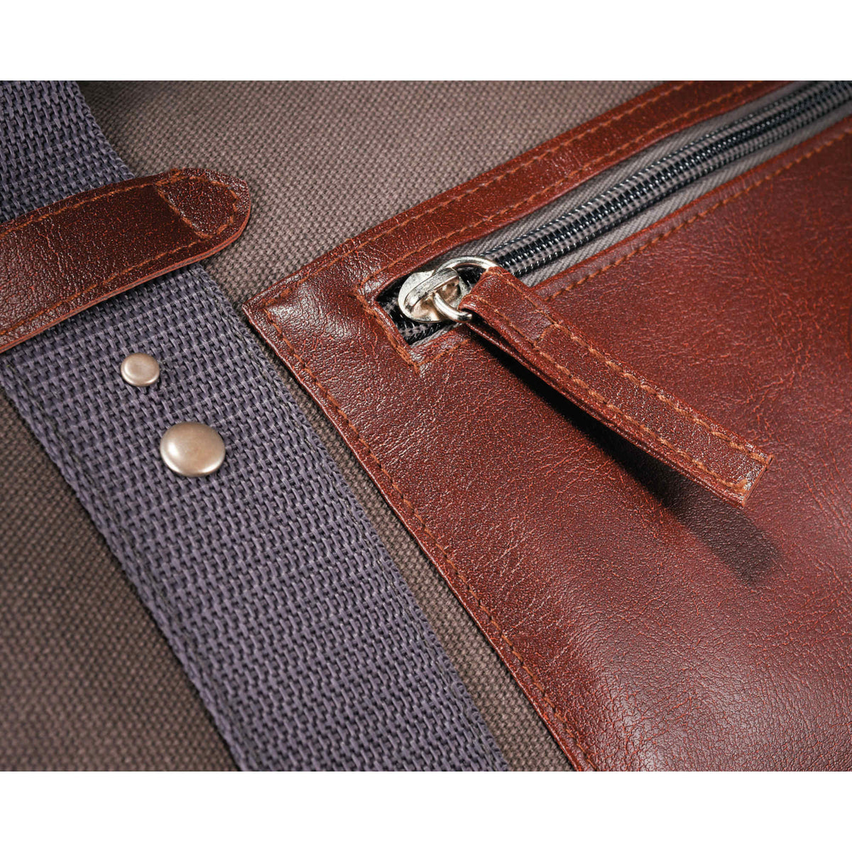 Classic Cotton Canvas Duffel Bag with Clip Down Sides, 20 Inches Debossing - Gray - Photo 3