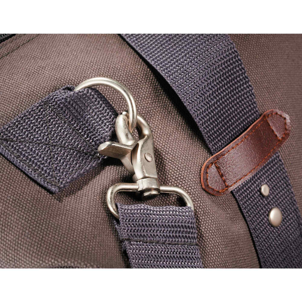 Classic Cotton Canvas Duffel Bag with Clip Down Sides, 20 Inches Debossing - Gray - Photo 4