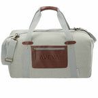 Classic Cotton Canvas Duffel Bag with Clip Down Sides, 20 Inches Debossing - Light Gray - Front