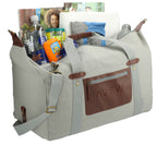 Classic Cotton Canvas Duffel Bag with Clip Down Sides, 20 Inches Debossing - Light Gray - Right Angle 3