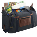 Classic Cotton Canvas Duffel Bag with Clip Down Sides, 20 Inches Debossing - Navy - Photo 2