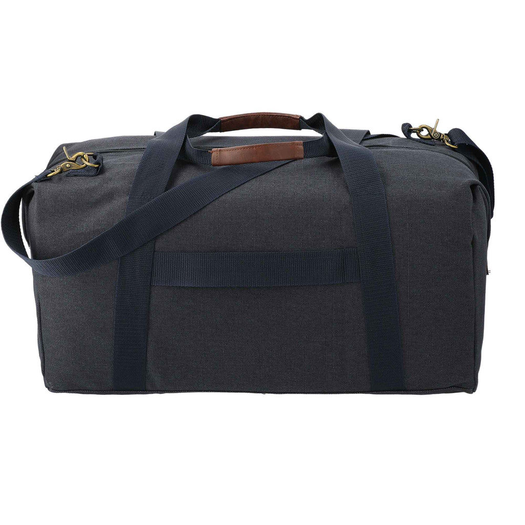 Classic Cotton Canvas Duffel Bag with Clip Down Sides, 20 Inches Debossing - Navy - Photo