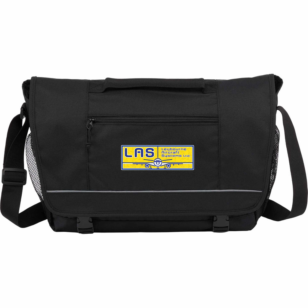 Classic Laptop Messenger Bag in Recycled Polyester Transfer - Black - Front