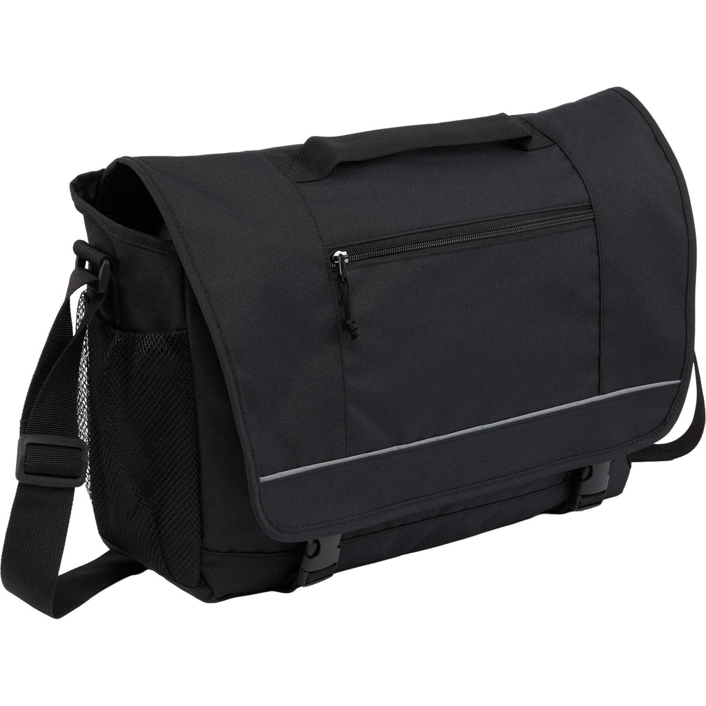 Classic Laptop Messenger Bag in Recycled Polyester Transfer - Black - Right Angle
